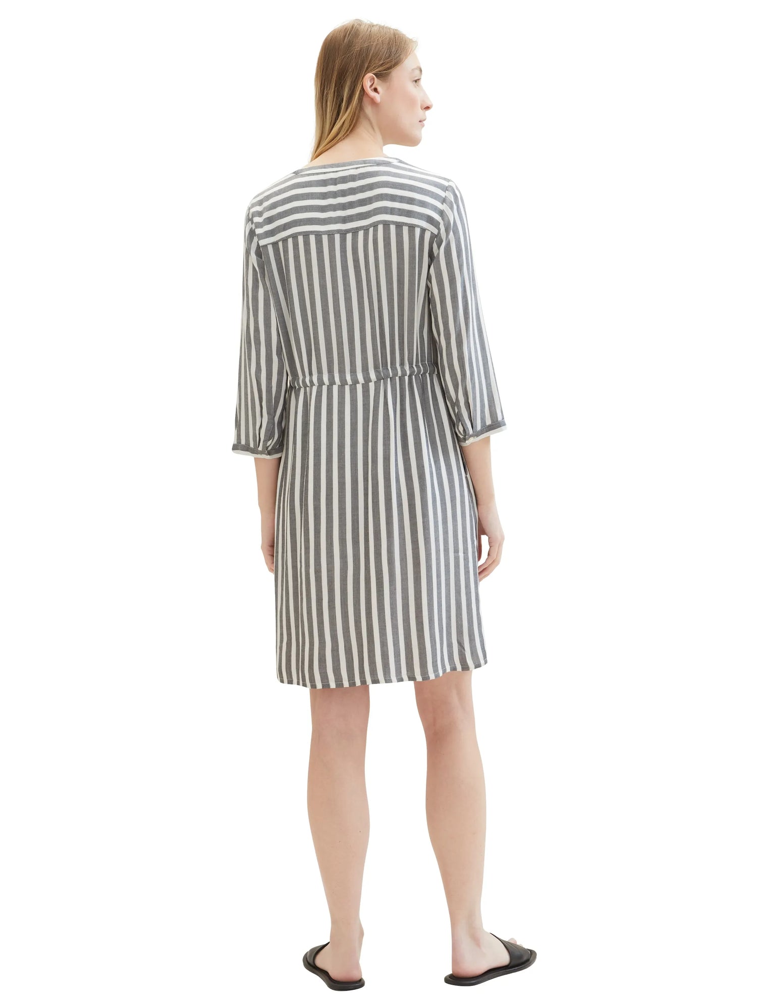 Tom Tailor Offwhite Navy Vertical Stripe Women Striped Dress SKU: 1041204_26940 Image 03