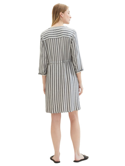 Tom Tailor Offwhite Navy Vertical Stripe Women Striped Dress SKU: 1041204_26940 Image 03