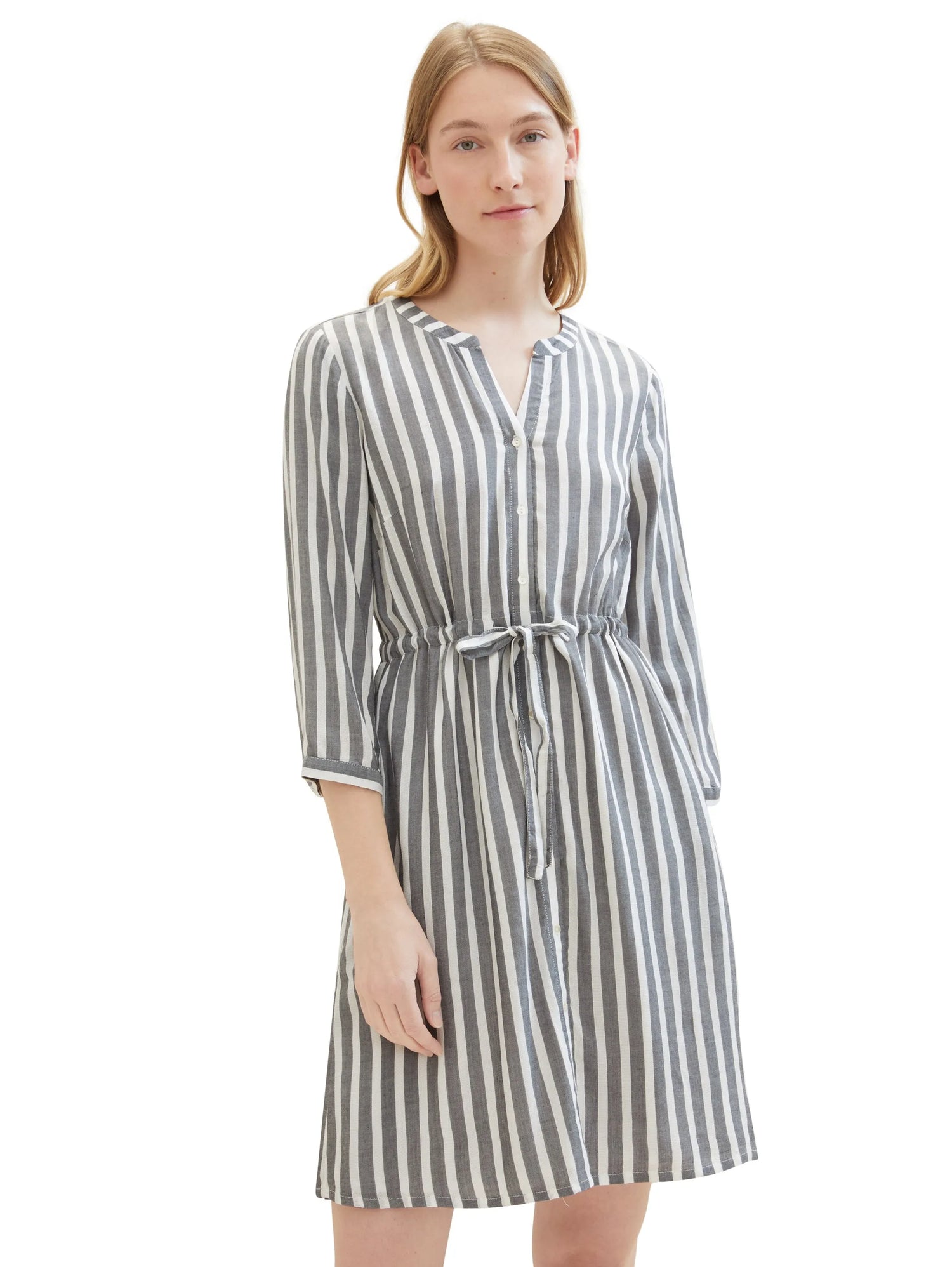 Tom Tailor Offwhite Navy Vertical Stripe Women Striped Dress SKU: 1041204_26940 Image 05