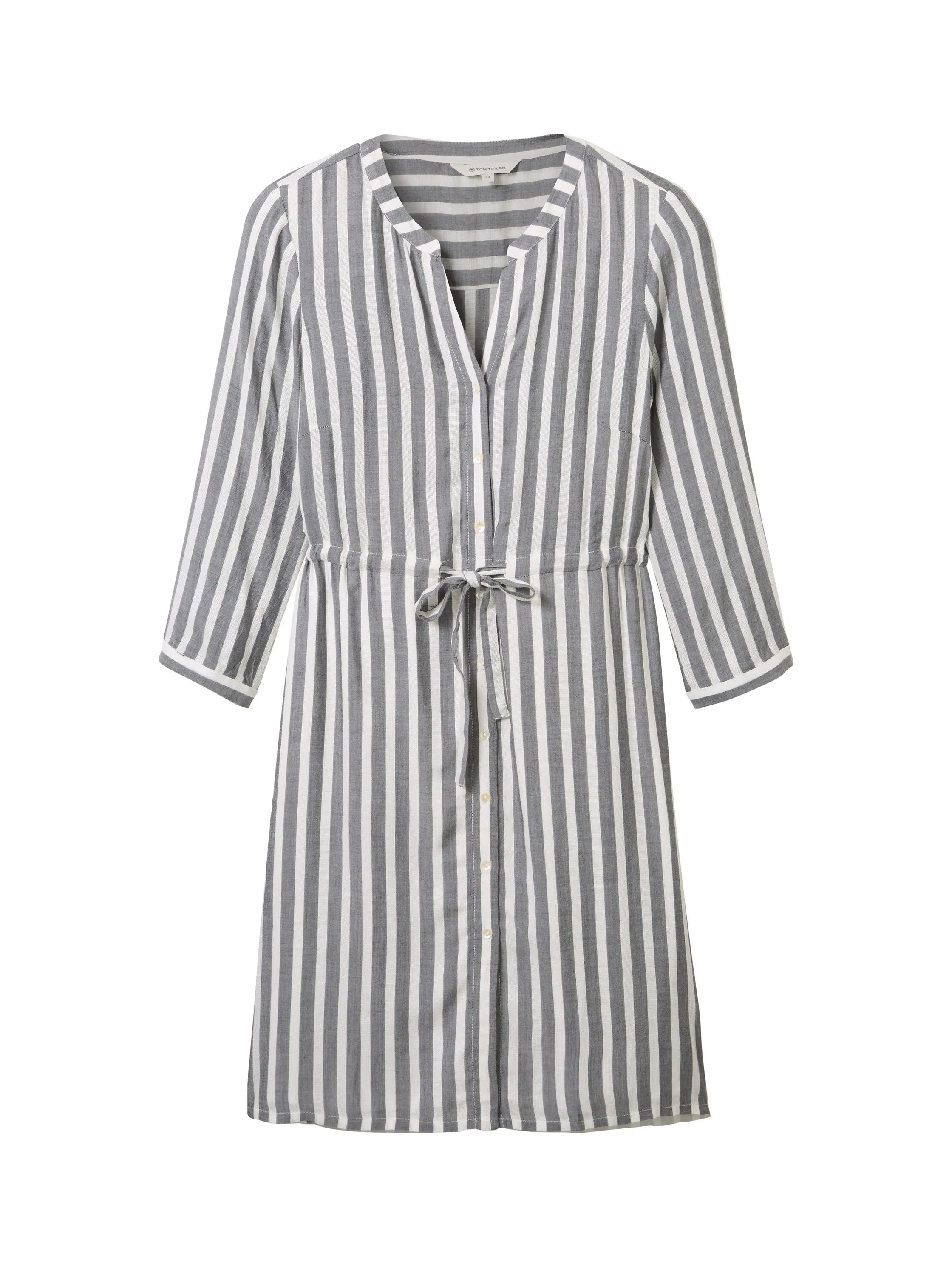 Tom Tailor Offwhite Navy Vertical Stripe Women Striped Dress SKU: 1041204_26940 Image 07