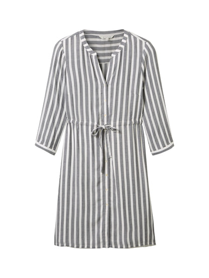 Tom Tailor Offwhite Navy Vertical Stripe Women Striped Dress SKU: 1041204_26940 Image 07
