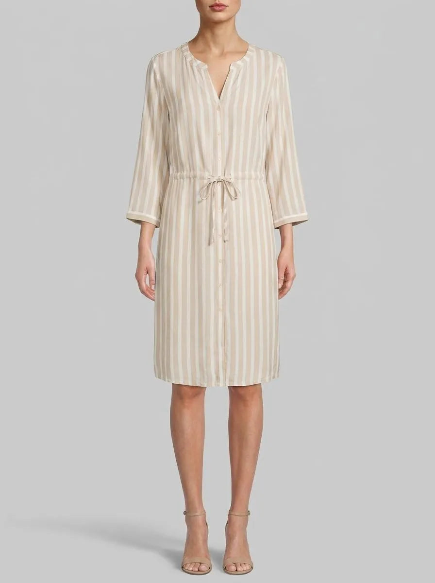 Tom Tailor Beige Offwhite Stripe Women Striped Dress SKU: 1041204_35211 Image 00