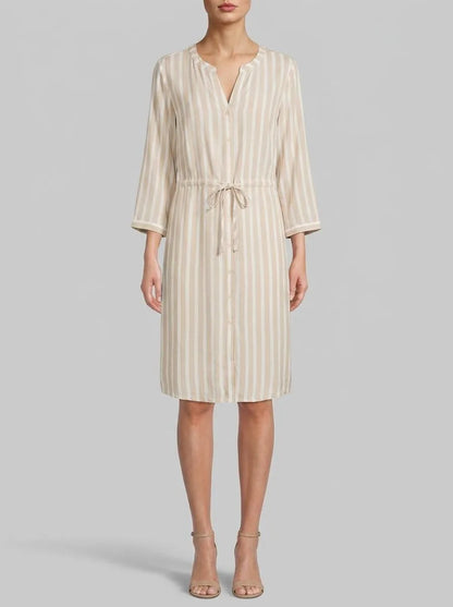 Tom Tailor Beige Offwhite Stripe Women Striped Dress SKU: 1041204_35211 Image 00