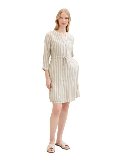 Tom Tailor Beige Offwhite Stripe Women Striped Dress SKU: 1041204_35211 Image 02