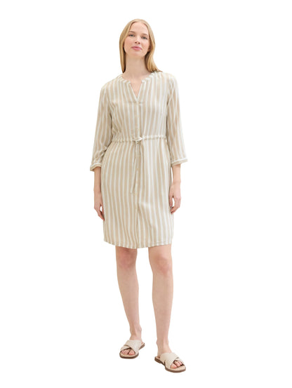 Tom Tailor Beige Offwhite Stripe Women Striped Dress SKU: 1041204_35211 Image 04