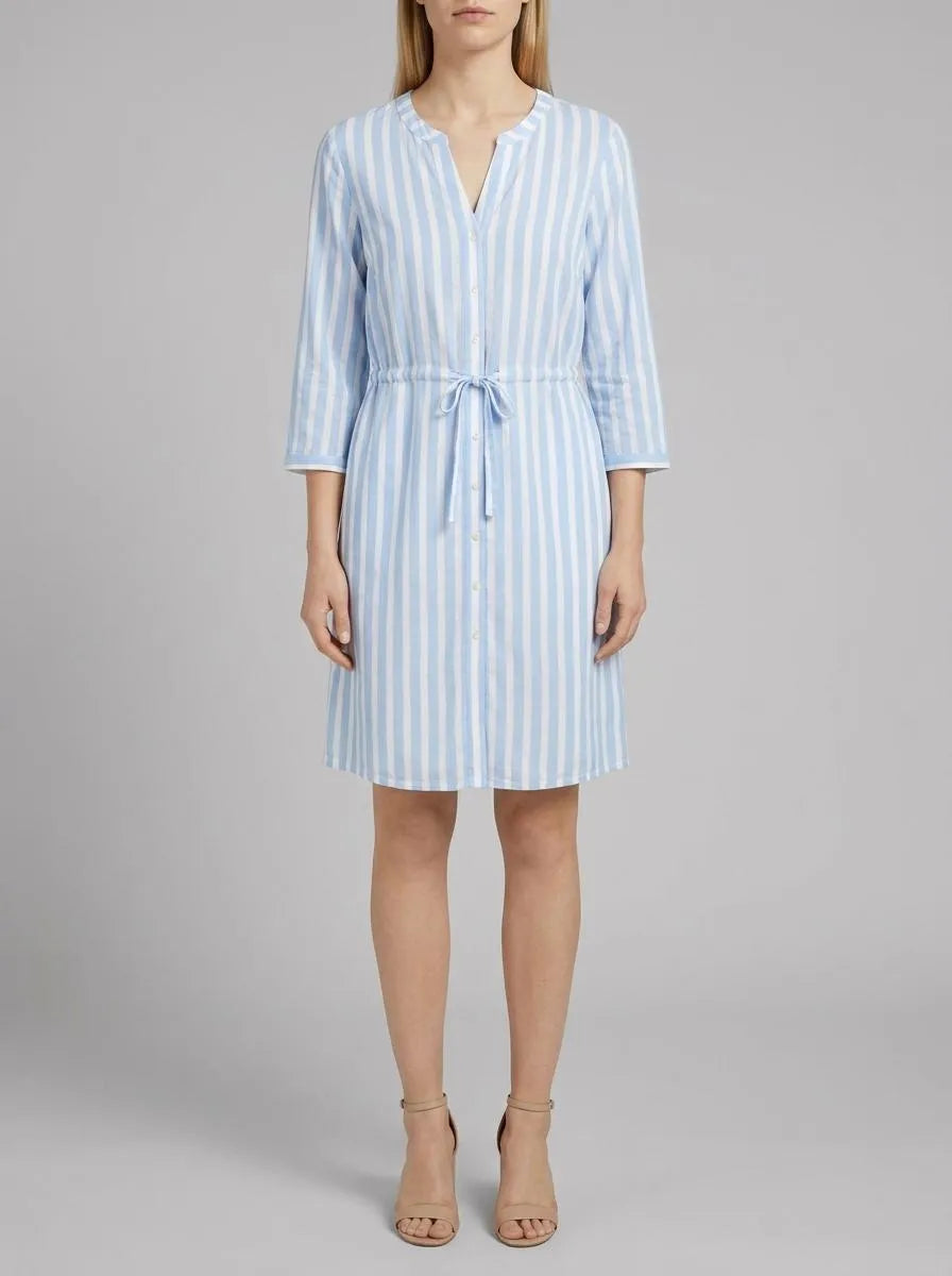 Tom Tailor Offwhite Blue Vertical Stripe Women Striped Dress SKU: 1041204_35221 Image 00