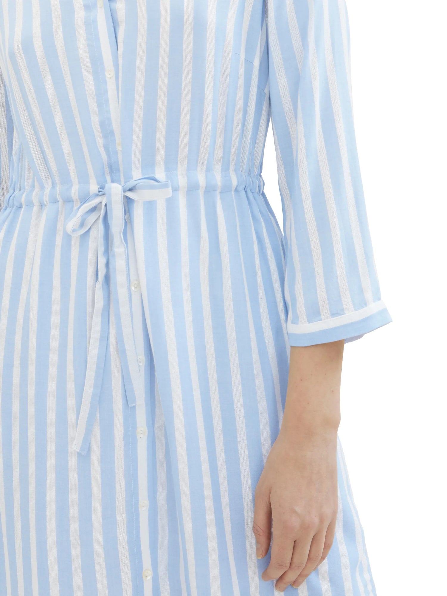 Tom Tailor Offwhite Blue Vertical Stripe Women Striped Dress SKU: 1041204_35221 Image 04