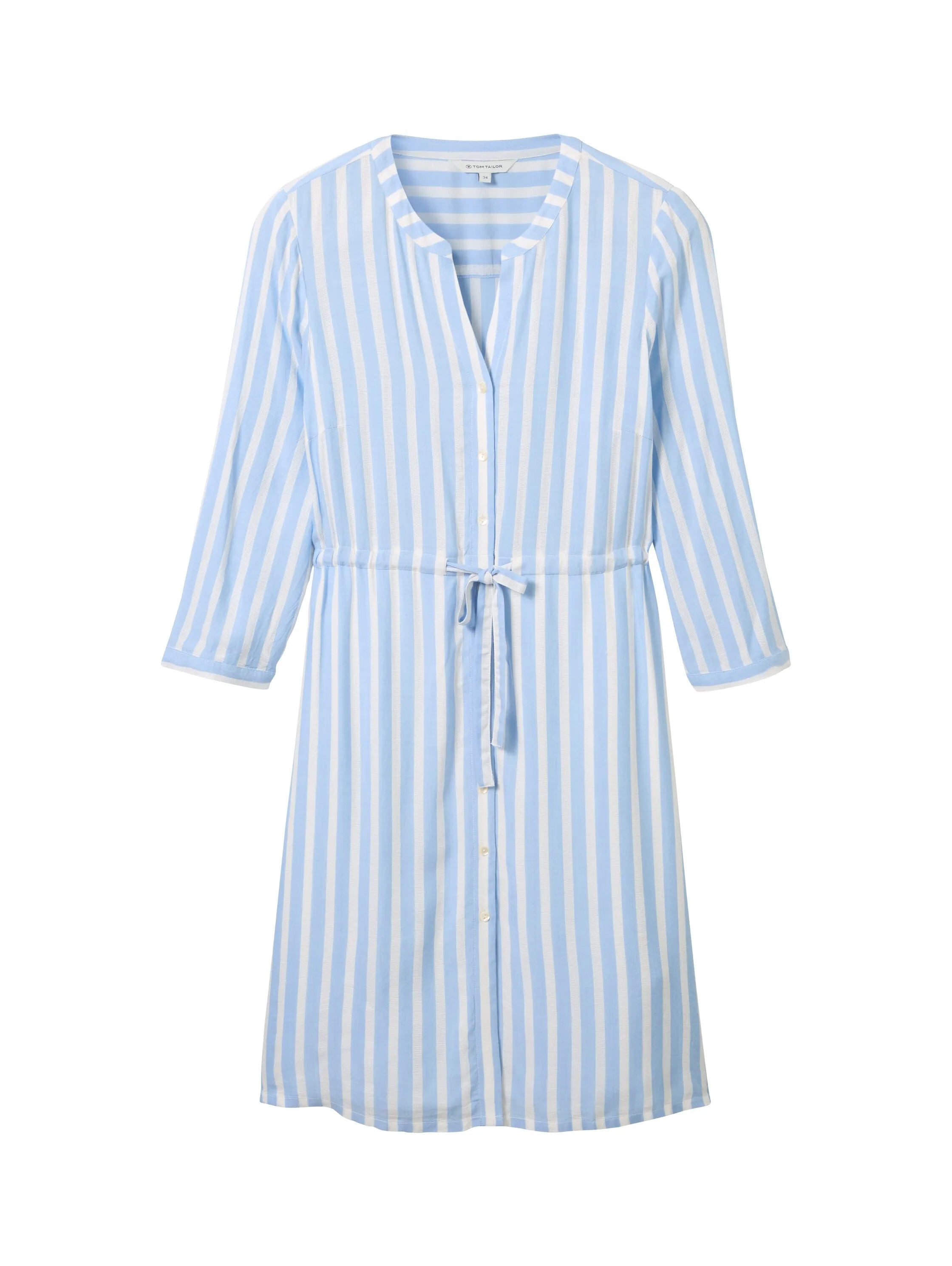 Tom Tailor Offwhite Blue Vertical Stripe Women Striped Dress SKU: 1041204_35221 Image 07