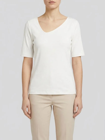 Tom Tailor Whisper White Women T-Shirt with an Asymmetrical Neckline SKU: 1041210_10315 Image 00