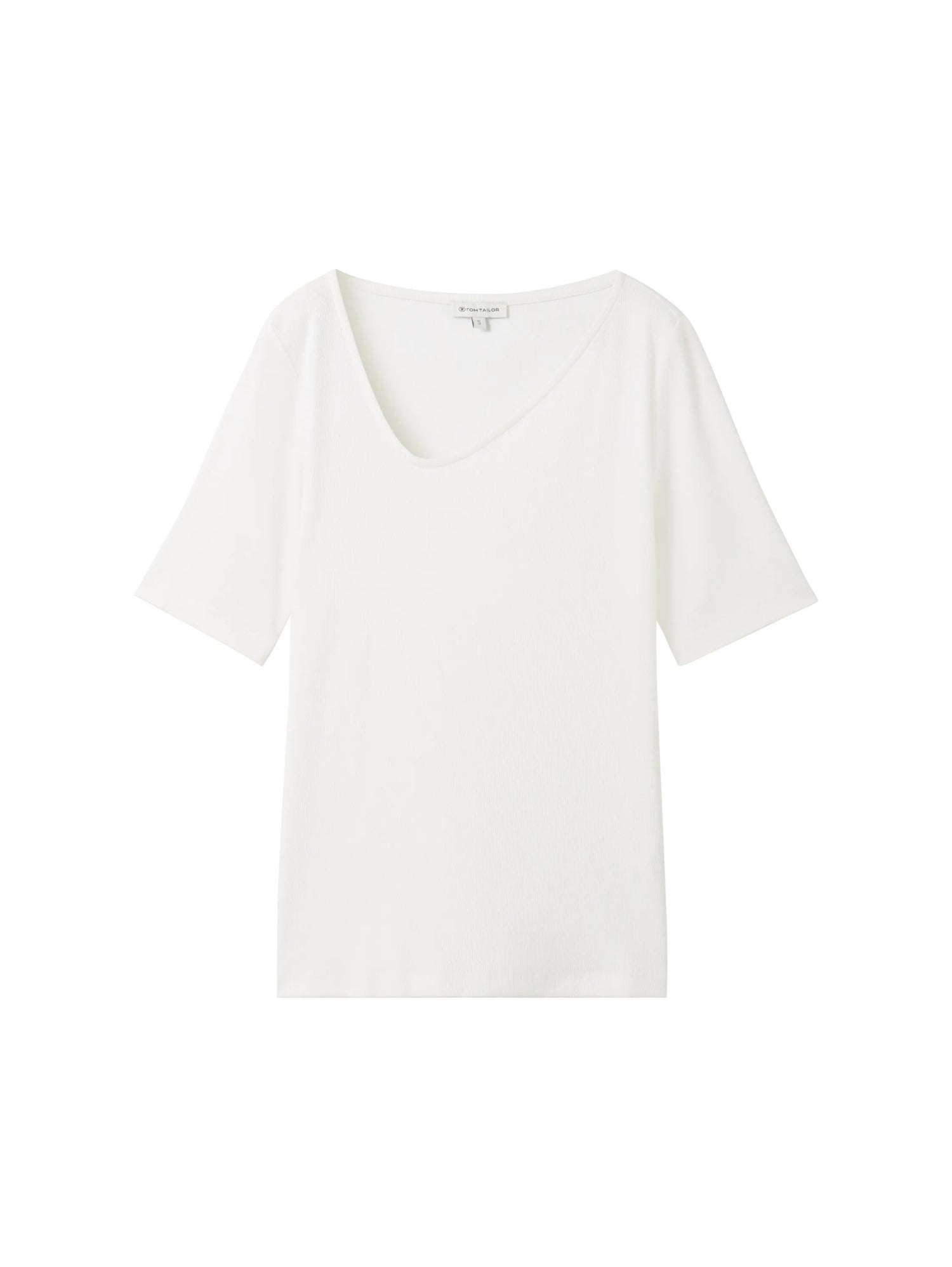 Tom Tailor Whisper White Women T-Shirt with an Asymmetrical Neckline SKU: 1041210_10315 Image 07