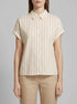 Tom Tailor Beige Offwhite Stripe Women Striped Short-Sleeved Shirt SKU: 1041220_35211 Image 00