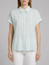 Tom Tailor Mint Blue Offwhite Stripe Women Striped Short-Sleeved Shirt SKU: 1041220_35350 Image 00