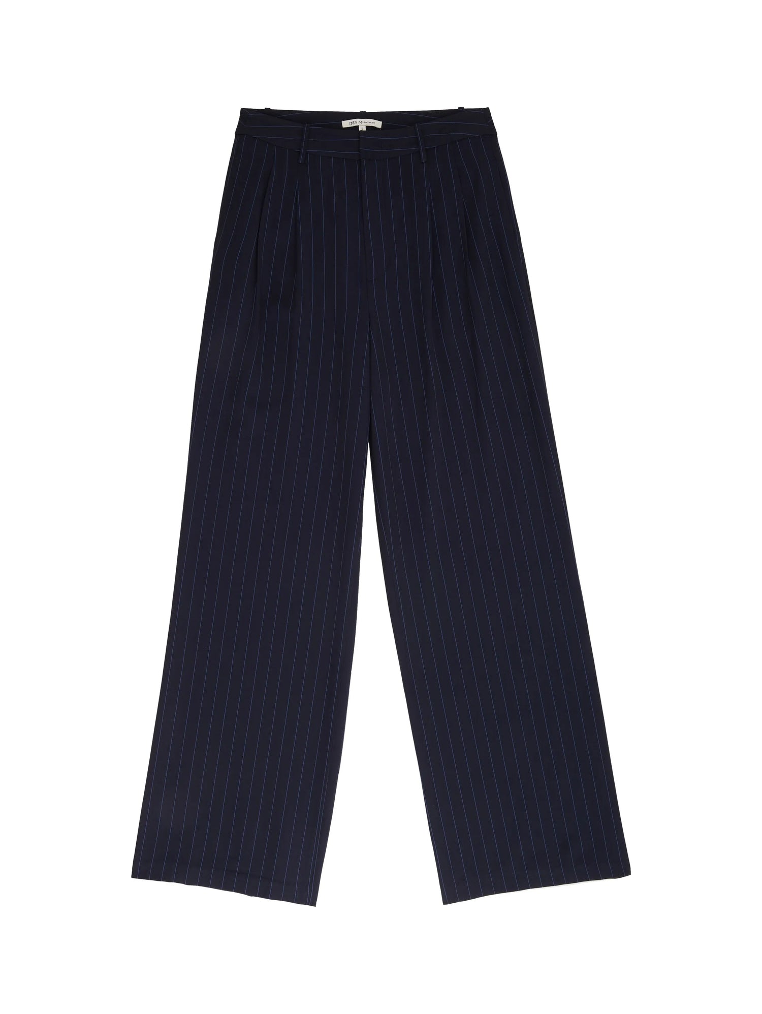 Tom Tailor Navy Blue Pinstripe Women Striped Wide-Leg Trousers SKU: 1041240_34667 Image 08