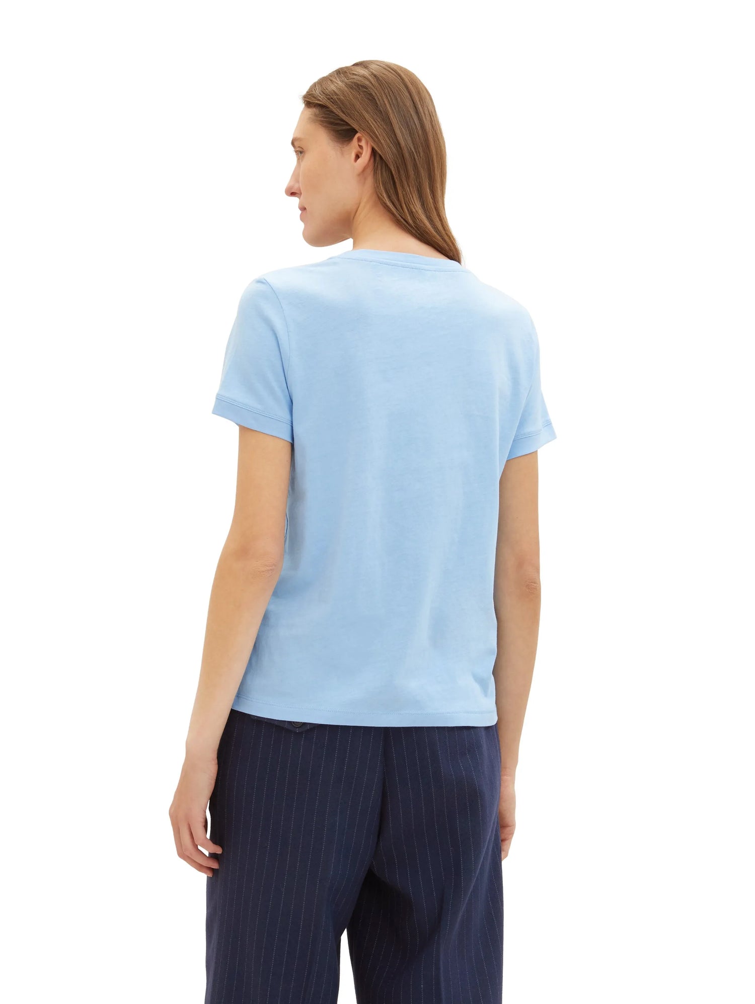 Tom Tailor Light Fjord Blue Women T-Shirt with Embroidered Logo SKU: 1041288_34587 Image 03