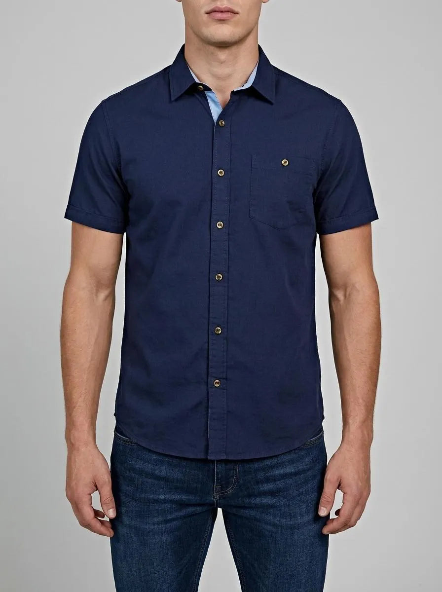 Tom Tailor Sky Captain Blue Men Short-Sleeved Shirt with a Chest Pocket SKU: 1041350_10668 Image 00