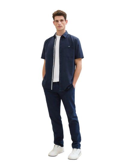 Tom Tailor Sky Captain Blue Men Short-Sleeved Shirt with a Chest Pocket SKU: 1041350_10668 Image 02