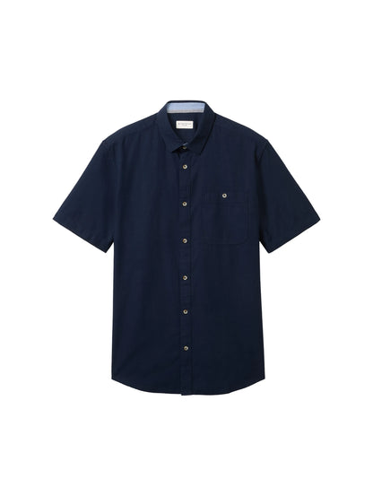 Tom Tailor Sky Captain Blue Men Short-Sleeved Shirt with a Chest Pocket SKU: 1041350_10668 Image 07