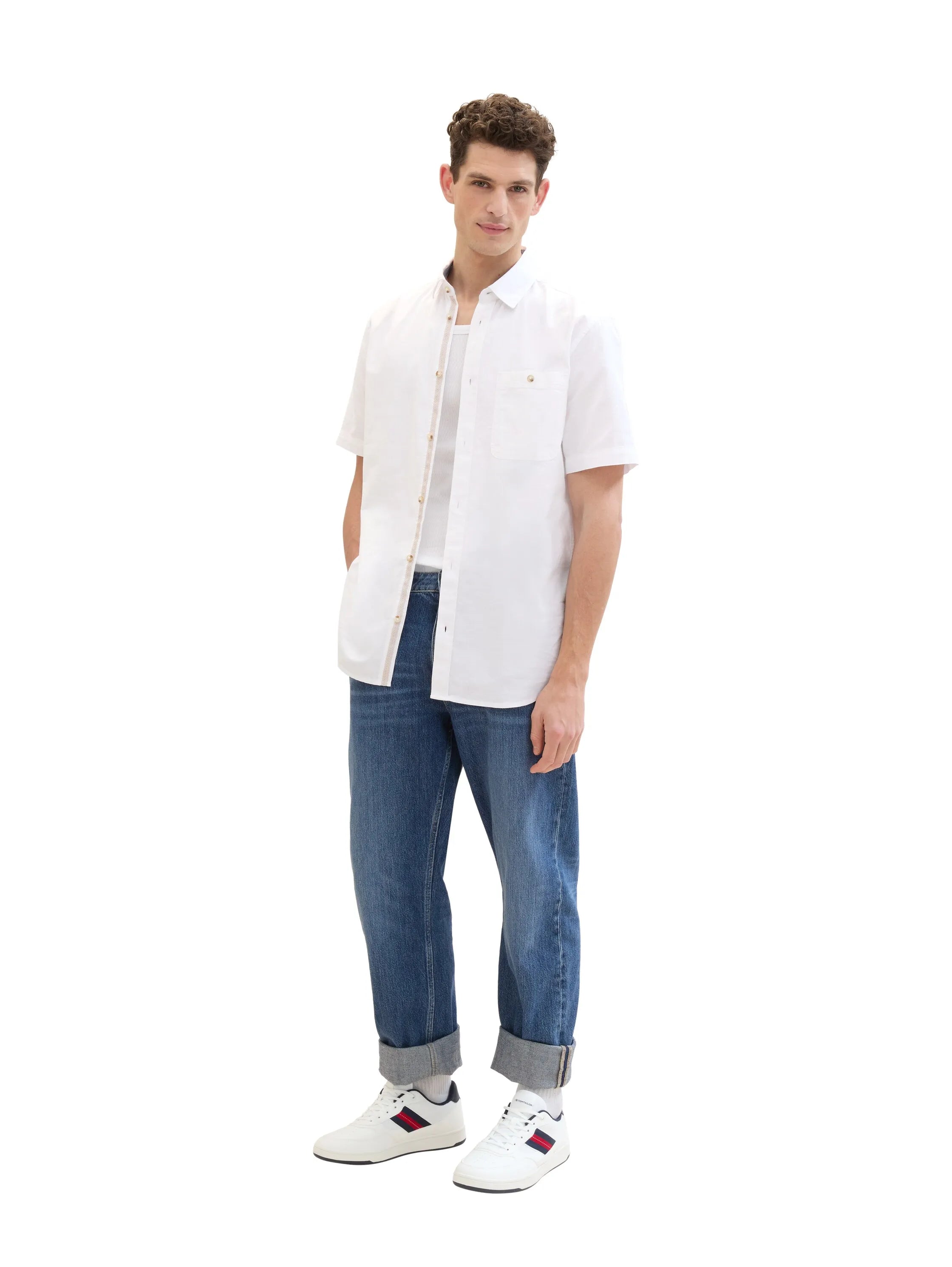 Tom Tailor White Men Short-Sleeved Shirt with a Chest Pocket SKU: 1041350_20000 Image 02