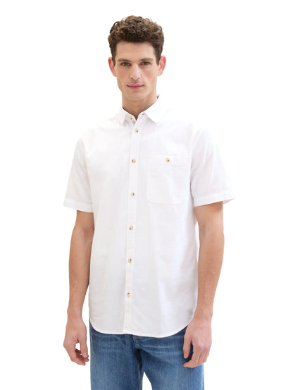 Tom Tailor White Men Short-Sleeved Shirt with a Chest Pocket SKU: 1041350_20000 Image 04