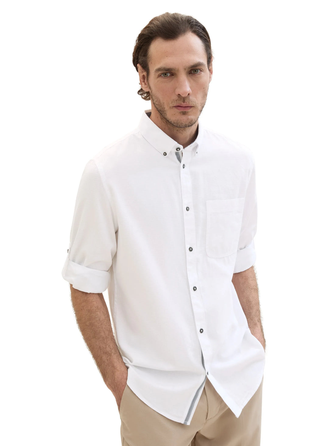 Tom Tailor White Men Slim Fit Long-Sleeved Dress Shirt SKU: 1041356_20000 Image 01