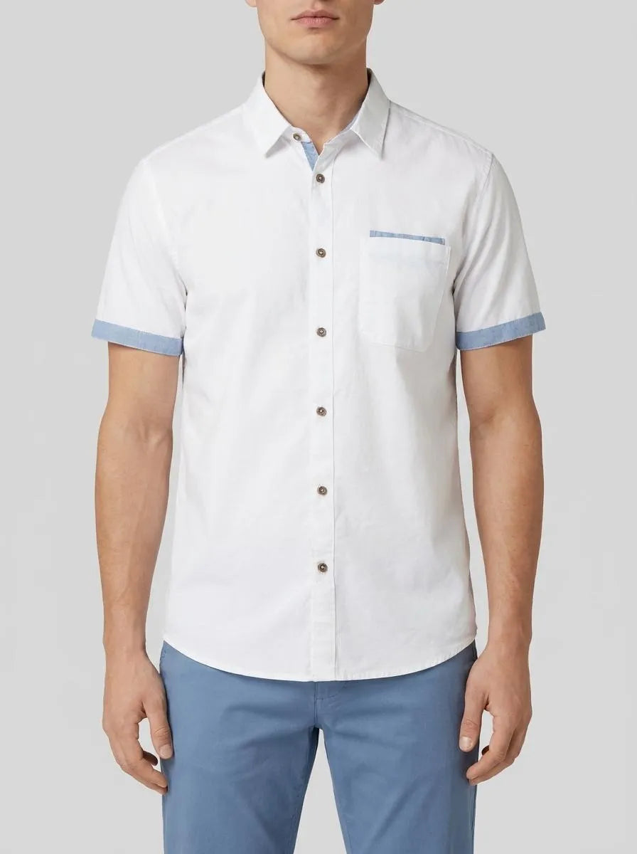 Tom Tailor White Men Short-Sleeved Shirt with a Chest Pocket SKU: 1041362_20000 Image 00