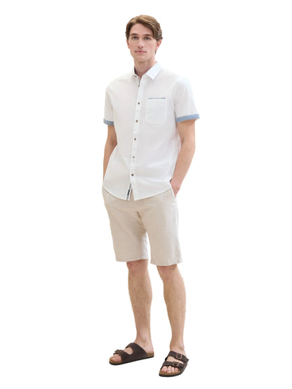 Tom Tailor White Men Short-Sleeved Shirt with a Chest Pocket SKU: 1041362_20000 Image 02