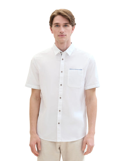 Tom Tailor White Men Short-Sleeved Shirt with a Chest Pocket SKU: 1041362_20000 Image 04