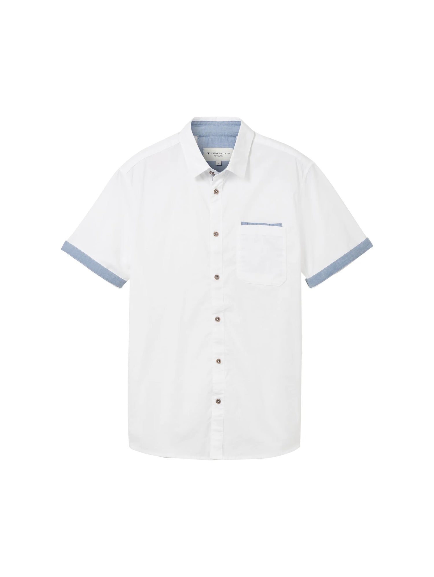 Tom Tailor White Men Short-Sleeved Shirt with a Chest Pocket SKU: 1041362_20000 Image 07