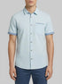 Tom Tailor Turquoise Small Structure Men Short-Sleeved Shirt with a Chest Pocket SKU: 1041362_35405 Image 00