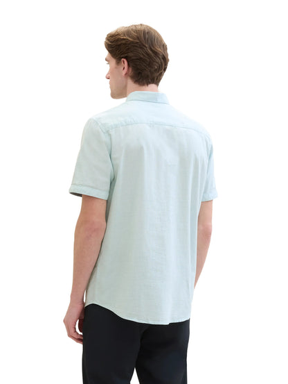 Tom Tailor Turquoise Small Structure Men Short-Sleeved Shirt with a Chest Pocket SKU: 1041362_35405 Image 03