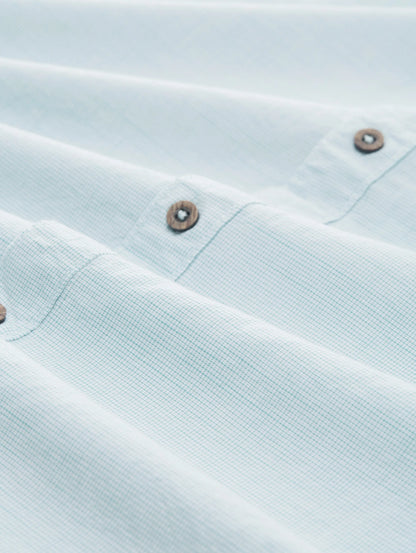 Tom Tailor Turquoise Small Structure Men Short-Sleeved Shirt with a Chest Pocket SKU: 1041362_35405 Image 06