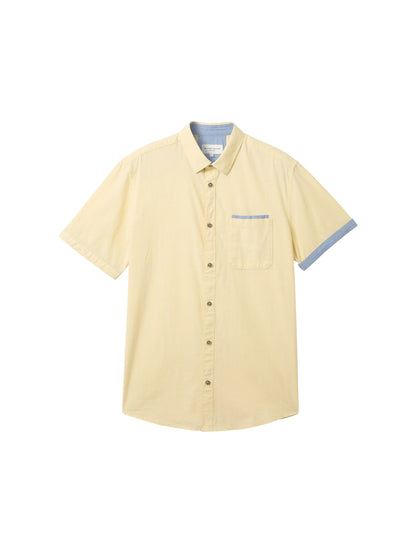 Tom Tailor Yellow Small Structure Men Short-Sleeved Shirt with a Chest Pocket SKU: 1041362_35407 Image 07