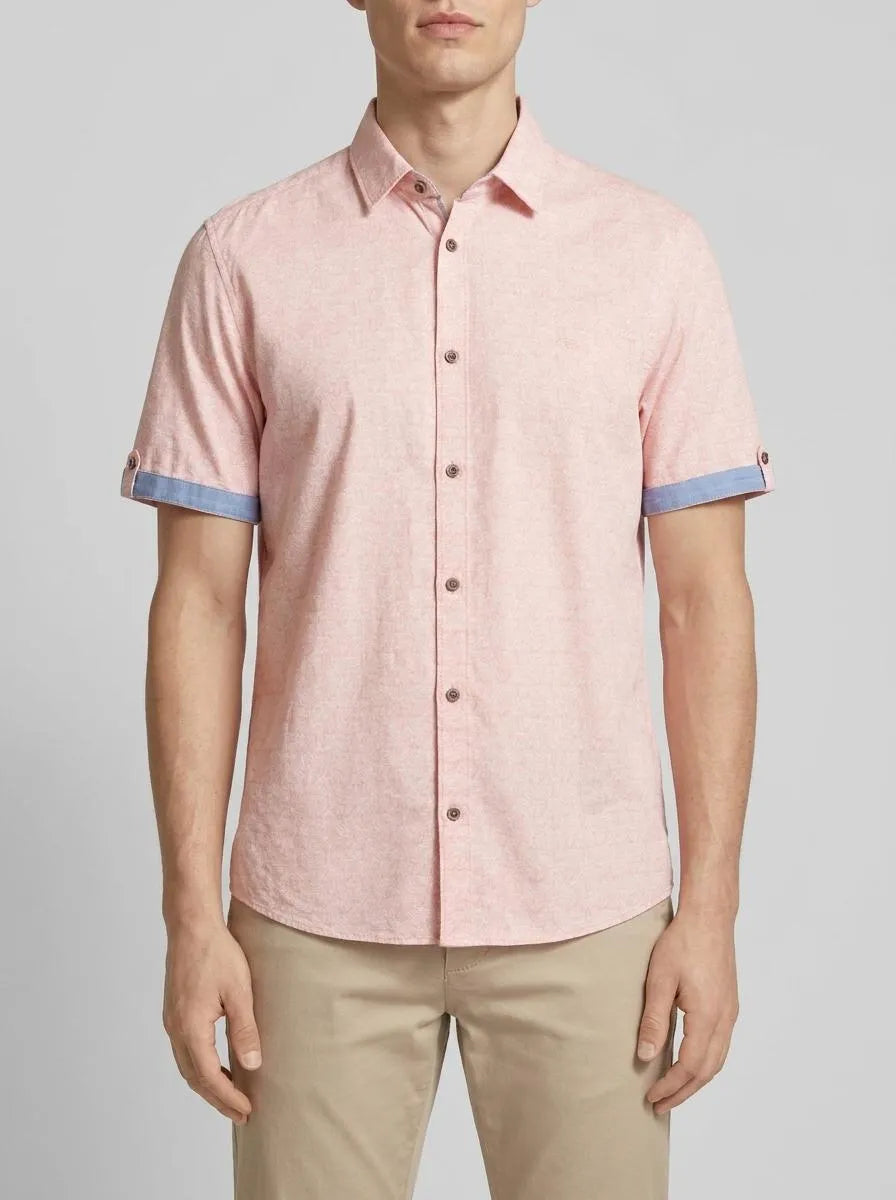 Tom Tailor Coral Geometric Design Men Regular Fit Long-Sleeved Dress Shirt SKU: 1041367_35428 Image 00