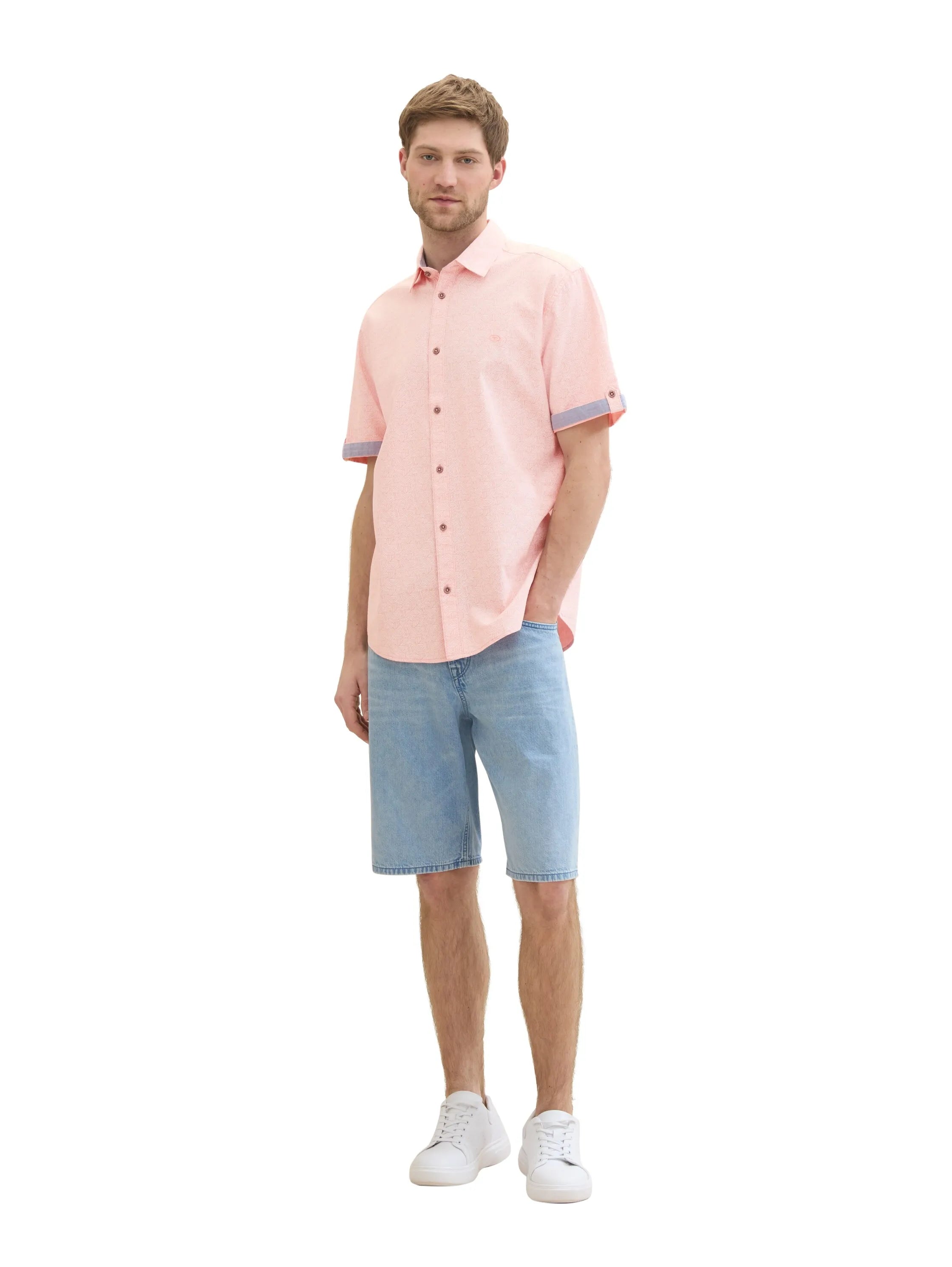 Tom Tailor Coral Geometric Design Men Regular Fit Long-Sleeved Dress Shirt SKU: 1041367_35428 Image 02