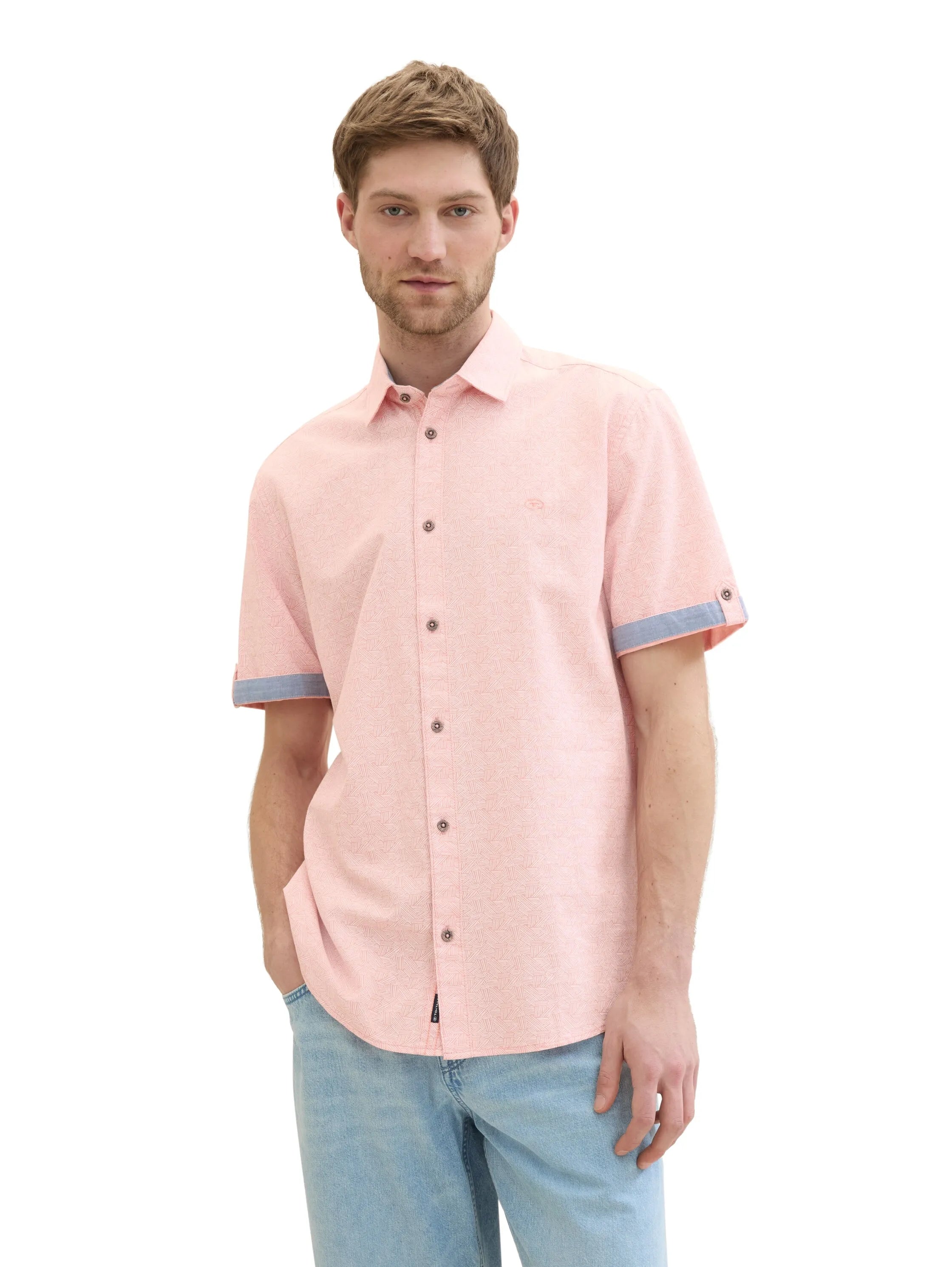 Tom Tailor Coral Geometric Design Men Regular Fit Long-Sleeved Dress Shirt SKU: 1041367_35428 Image 04