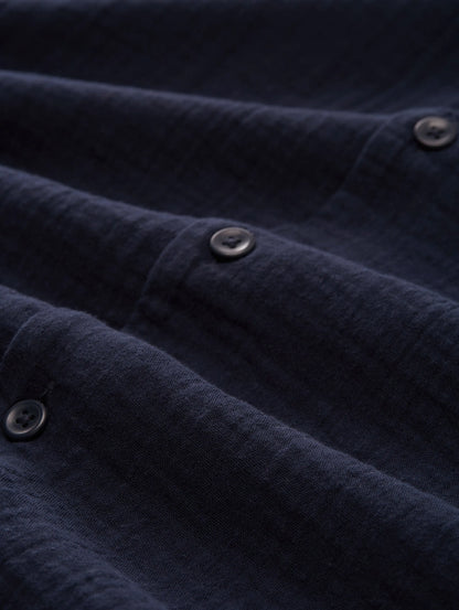 Denim Tom Tailor Sky Captain Blue Men Relaxed Muslin Short-Sleeved Shirt SKU: 1041404_10668 Image 06