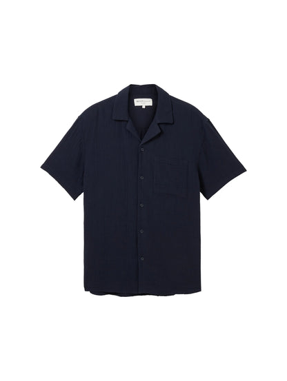 Denim Tom Tailor Sky Captain Blue Men Relaxed Muslin Short-Sleeved Shirt SKU: 1041404_10668 Image 07