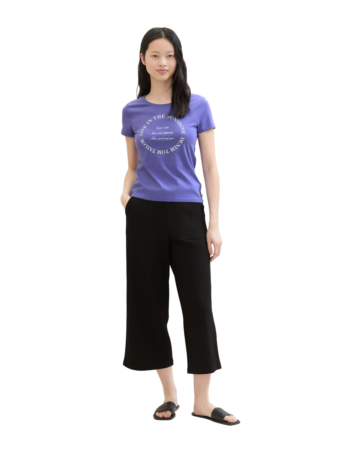 Denim Tom Tailor Vibrant Purple Women T-Shirt with a Print and Organic Cotton SKU: 1041419_35362 Image 02