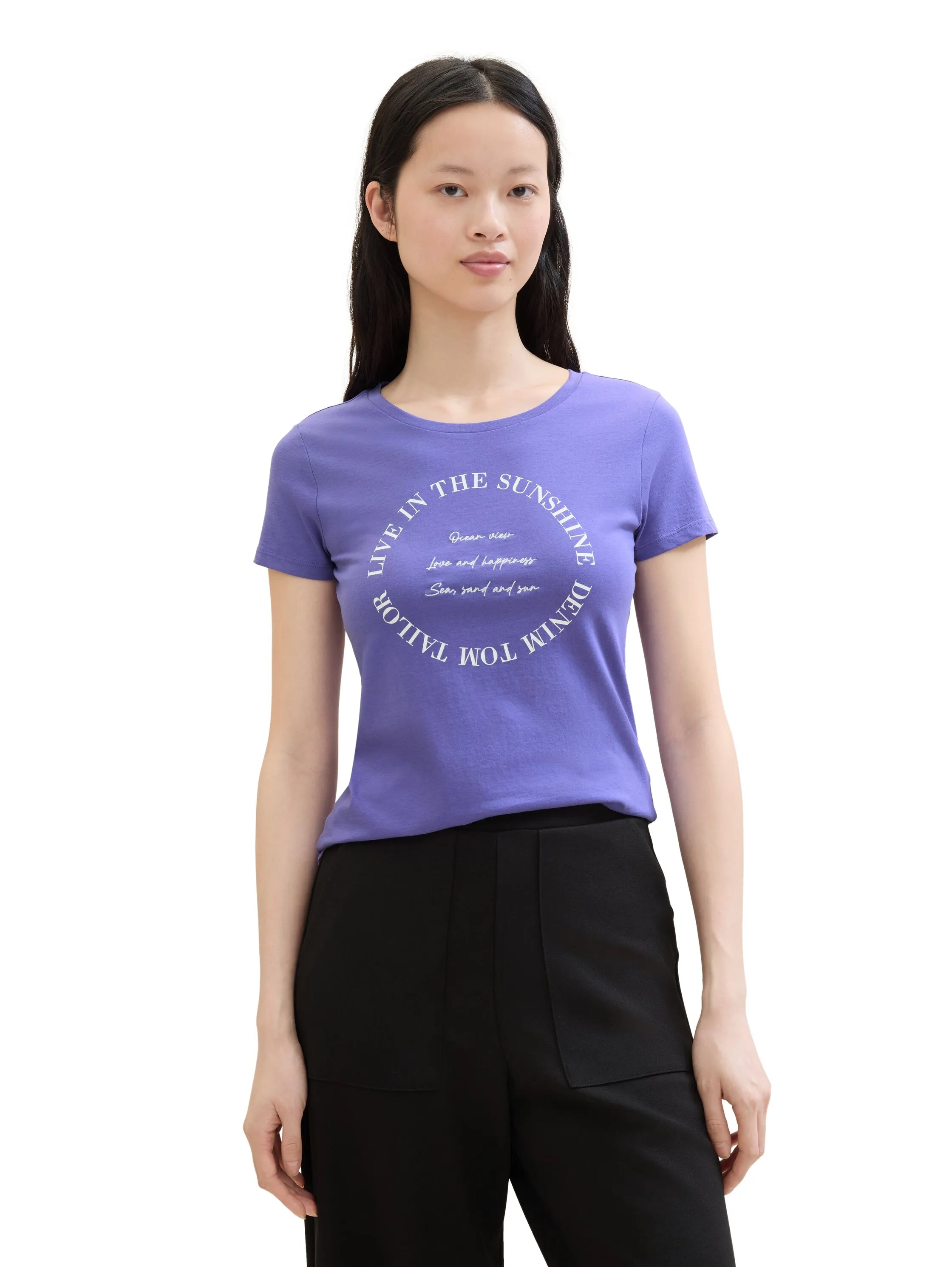Denim Tom Tailor Vibrant Purple Women T-Shirt with a Print and Organic Cotton SKU: 1041419_35362 Image 04