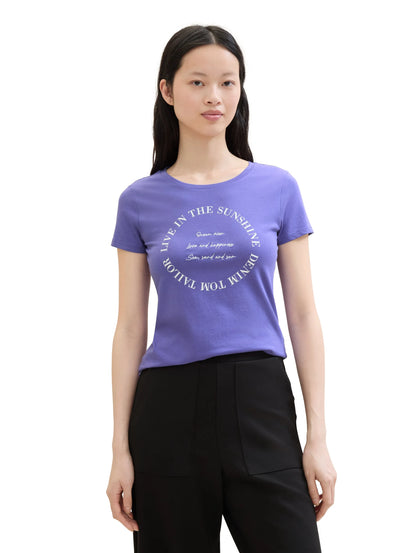 Denim Tom Tailor Vibrant Purple Women T-Shirt with a Print and Organic Cotton SKU: 1041419_35362 Image 04
