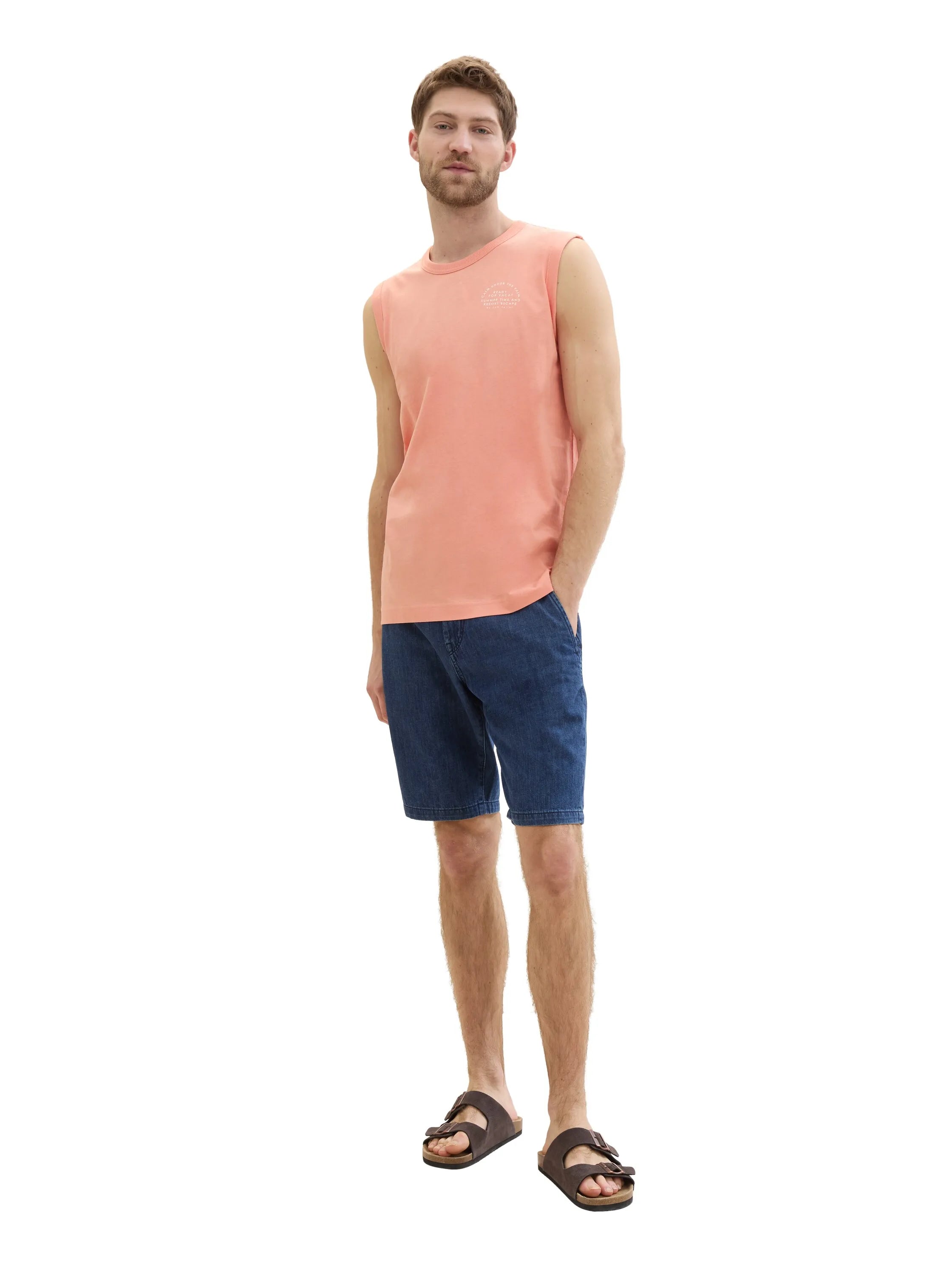 Tom Tailor Clean Mid Stone Blue Denim Men Josh Chino Shorts SKU: 1041424_10113 Image 03