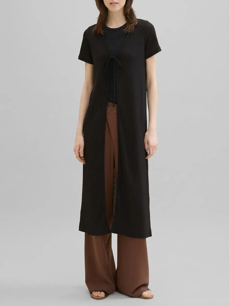 Denim Tom Tailor Deep Black Women Long Cardigan with a Waffle Texture SKU: 1041446_14482 Image 00