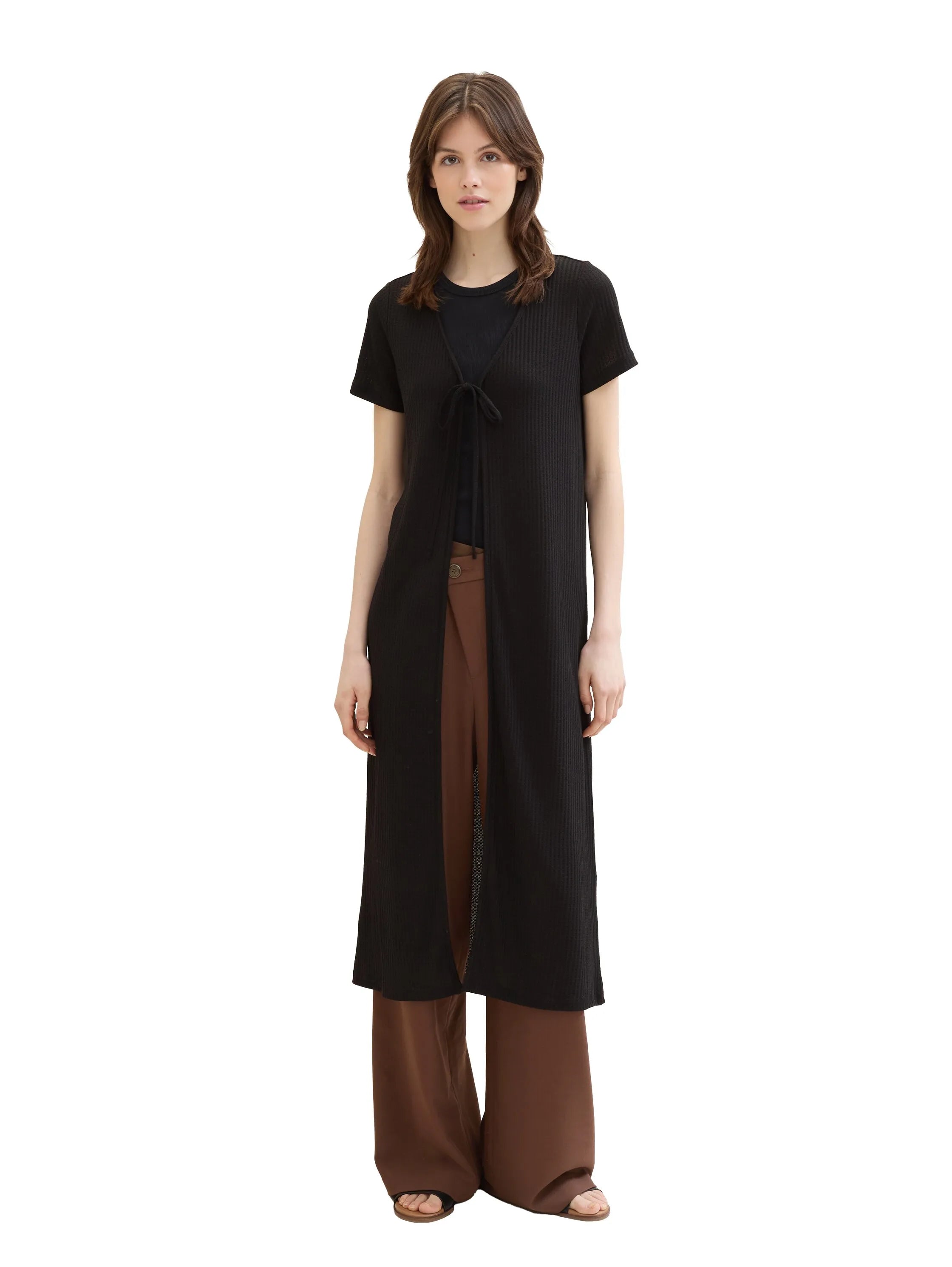 Denim Tom Tailor Deep Black Women Long Cardigan with a Waffle Texture SKU: 1041446_14482 Image 04