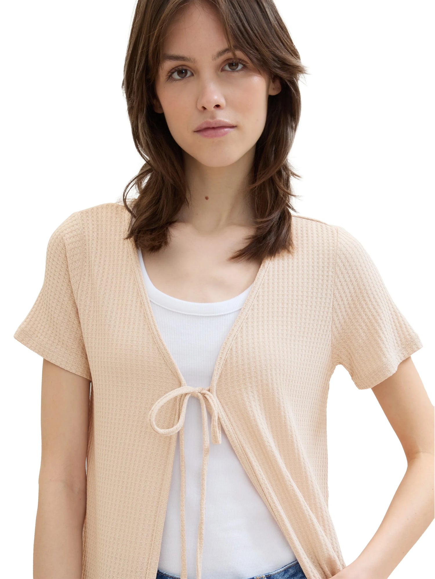 Denim Tom Tailor Bisque Women Long Cardigan with a Waffle Texture SKU: 1041446_33754 Image 05