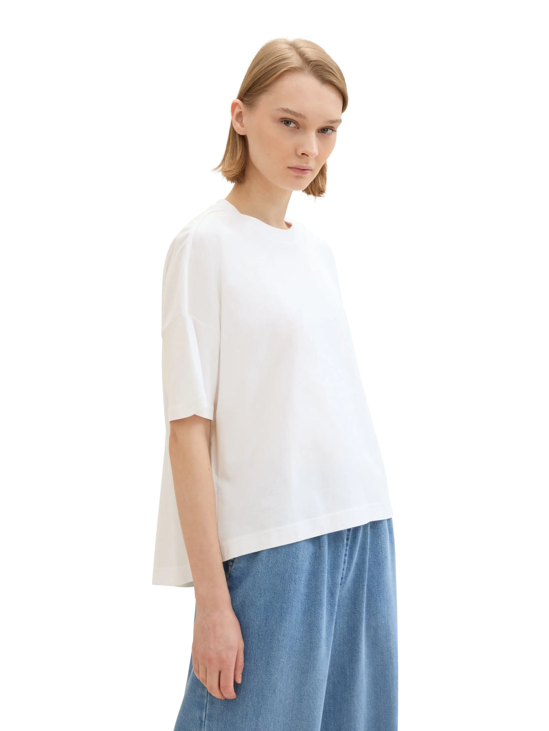 Denim Tom Tailor White Women Oversized Cotton T-Shirt SKU: 1041448_20000 Image 01