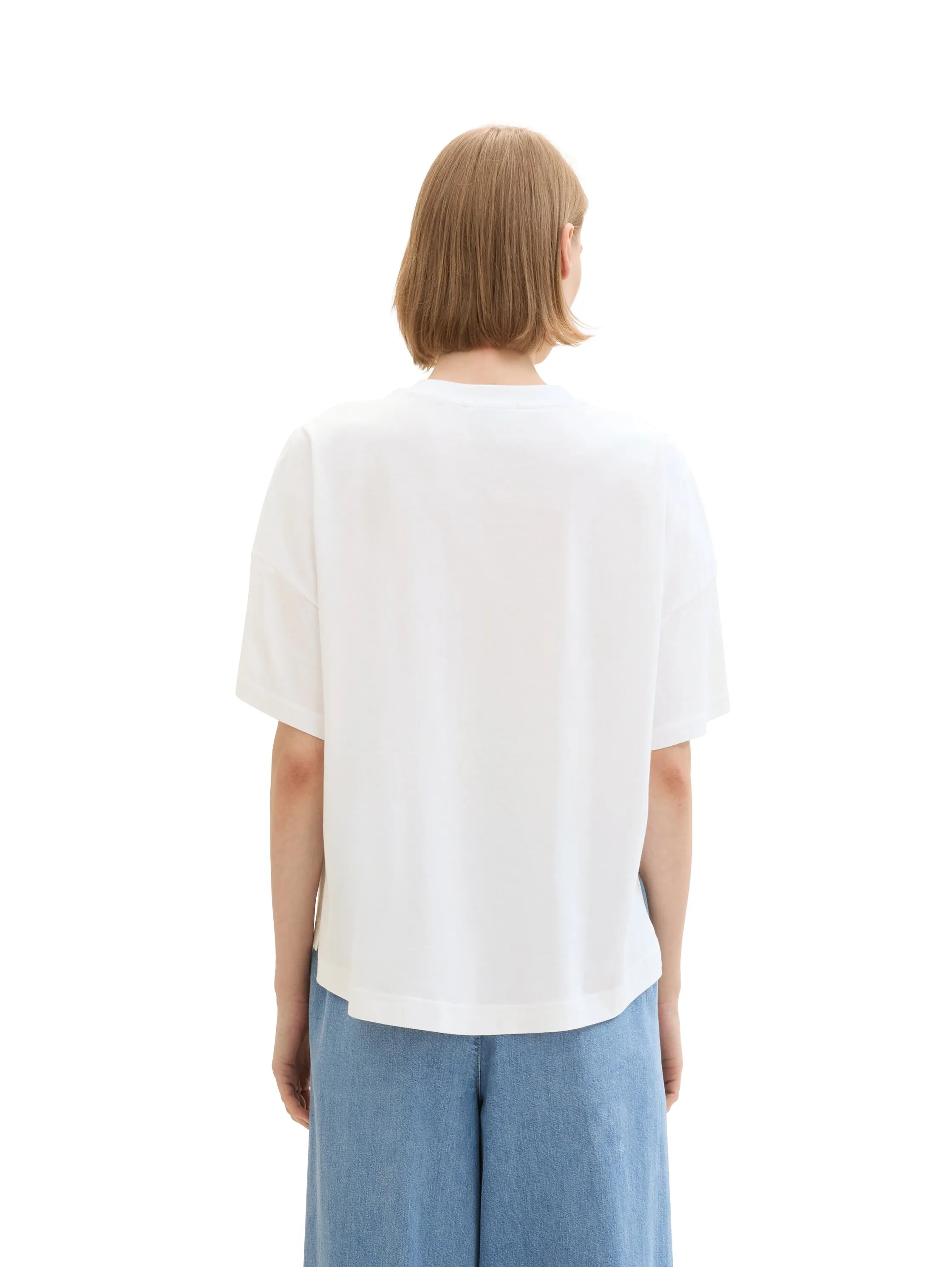 Denim Tom Tailor White Women Oversized Cotton T-Shirt SKU: 1041448_20000 Image 03
