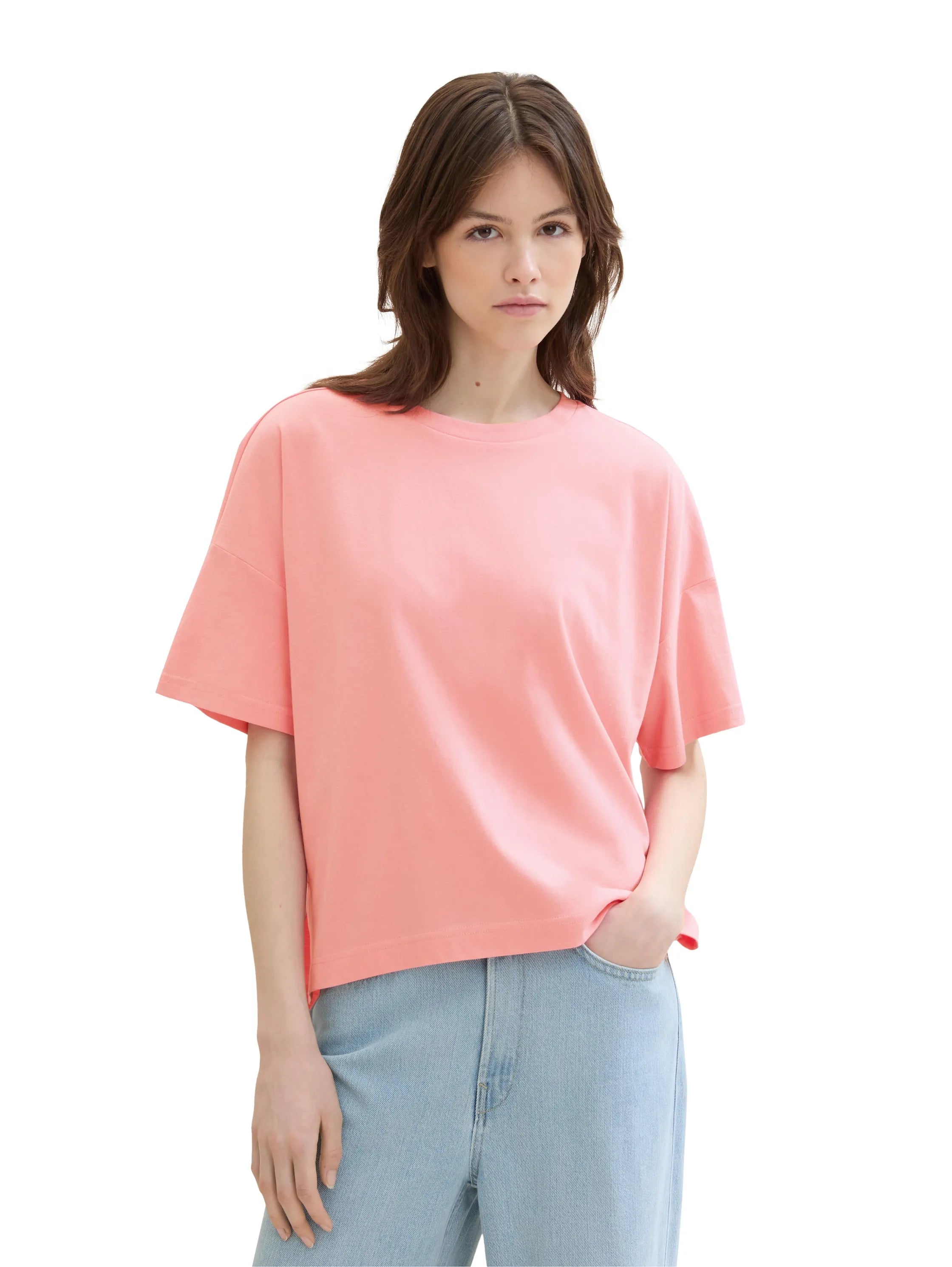 Denim Tom Tailor Shell Pink Women Oversized Cotton T-Shirt SKU: 1041448_35361 Image 01