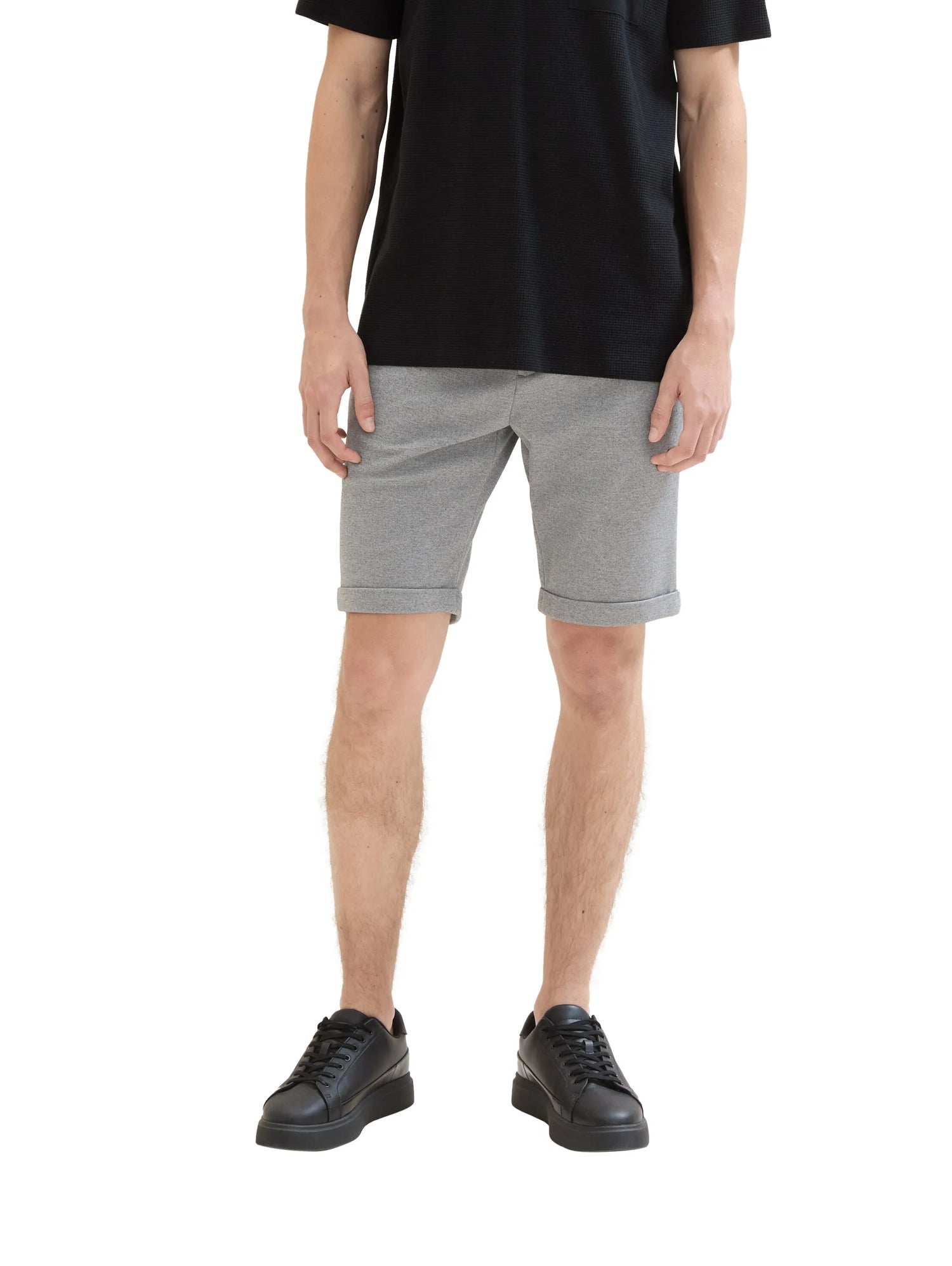 Denim Tom Tailor Grey Melange Pique Men Slim PiquŽ Chino Shorts SKU: 1041457_24774 Image 01