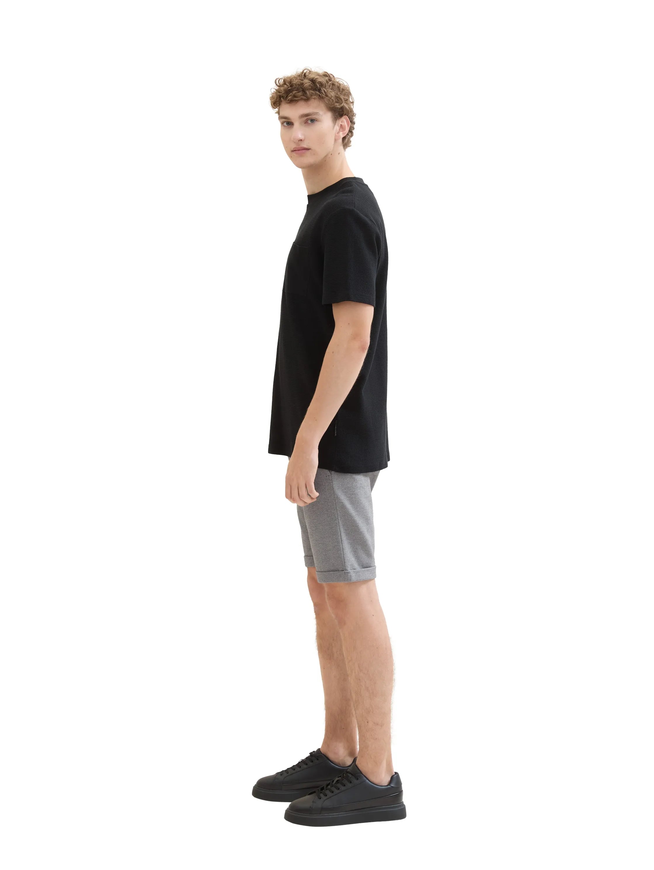 Denim Tom Tailor Grey Melange Pique Men Slim PiquŽ Chino Shorts SKU: 1041457_24774 Image 02