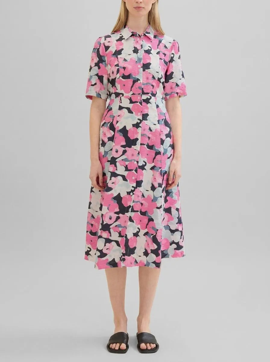 Tom Tailor Pink Colorful Floral Design Women Midi Dress with Lenzingª Ecoveroª  SKU: 1041508_35290 Image 00